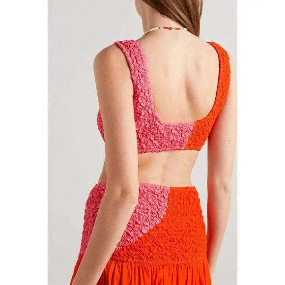 Mara Hoffman Shelly Poppy Orange Pink Popcorn Top XS - Picture 3 of 8